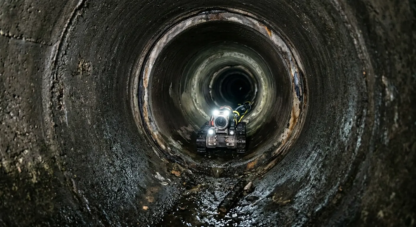 Robotic sewer camera inspecting pipe interior for Sewer Line Repair in Van Buren